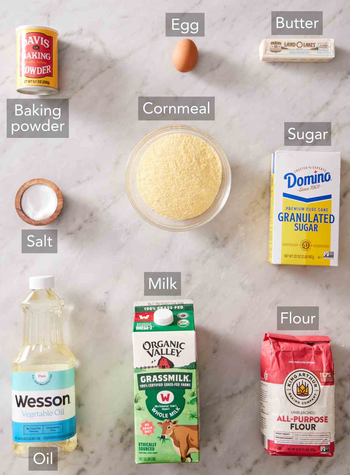 Ingredients for cornbread recipe.
